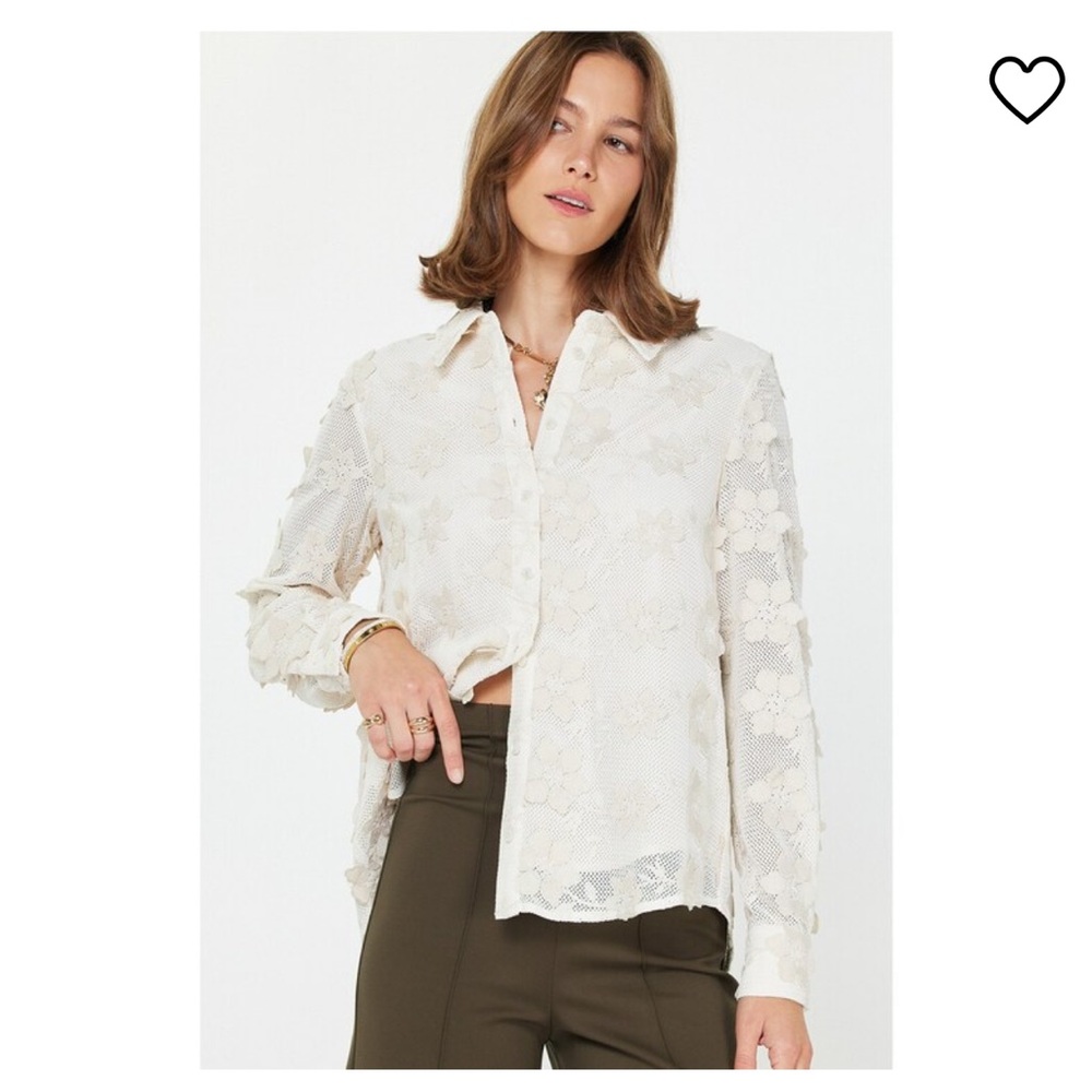 Current Air Cream Floral Lace Blouse - Picture 3 of 9